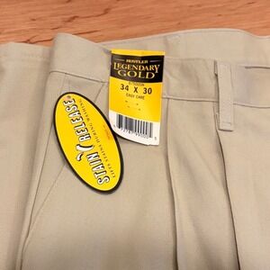Rustler Legendary Gold Mens Khakis 34x30 Double Pleated Stain Release 67500SN
